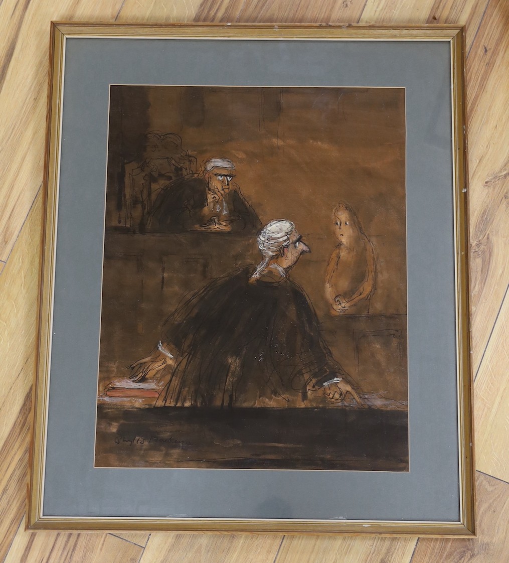 Phylis Edith Mackenzie (1911-1998), ink and watercolour, 'Timid Witness', signed, 52 x 40cm